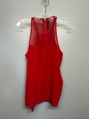 Sam Edelman Red Sheer Yoke Flowy Tank Top